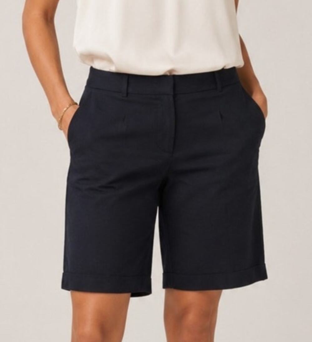 Pendleton Womens Bermuda Chino Shorts Size 14 Black Minimal Everyday High Rise